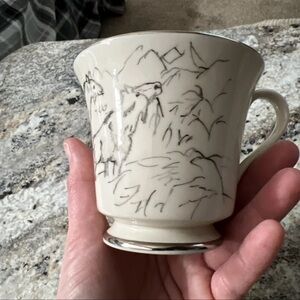 Hand painted Moose Family coffee cup
